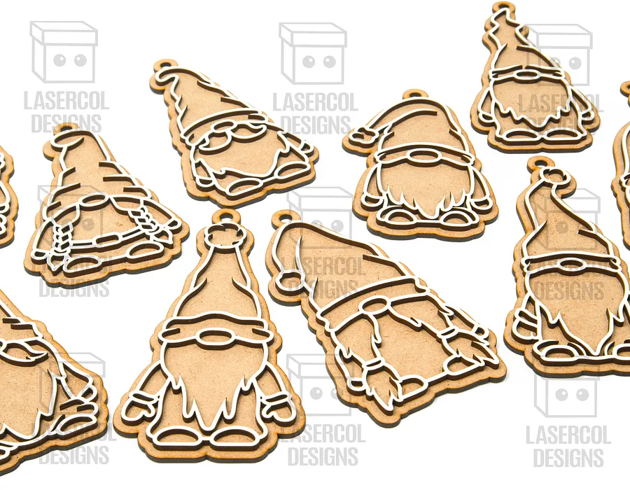 Gingerbread Gnomes Christmas Ornaments (10 Styles) - Laser Cut Files product image (9)