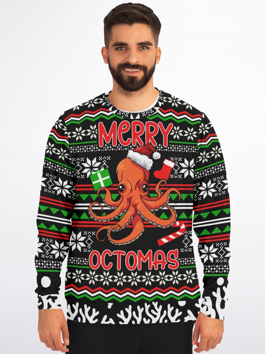 "Merry Octomas" Christmas Sweatshirt | Octopus Holiday Sweater | Ocean Lover Christmas Outfit product image (1)