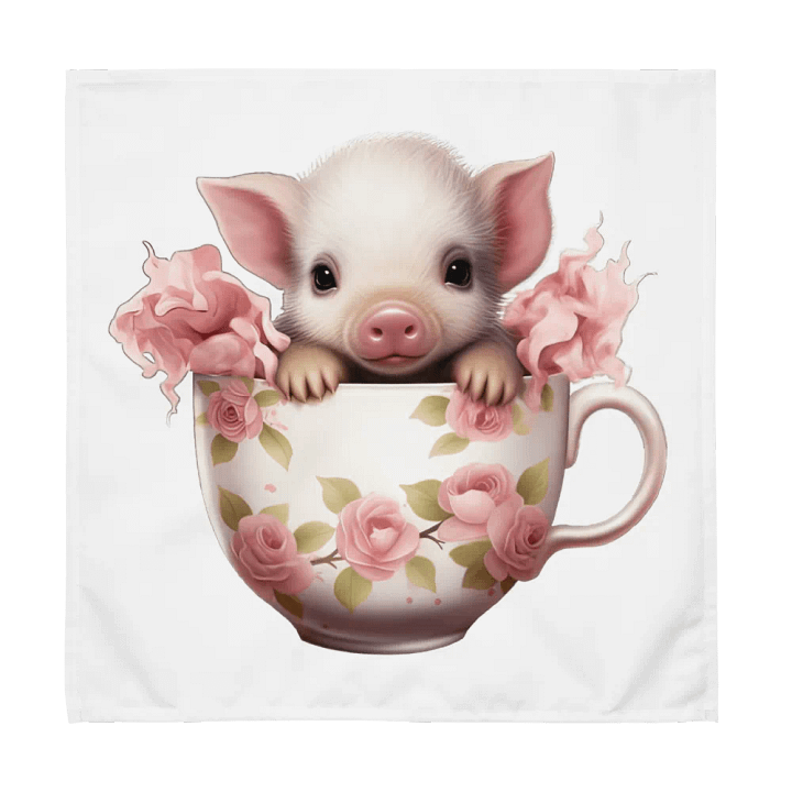 Whimsical Piglet Tea Cup Cloth Napkin Set product image (1)