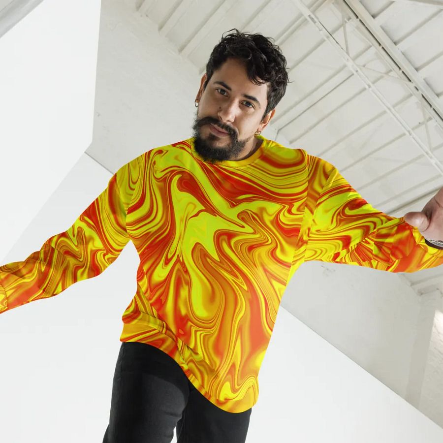 Sweatshirt - Yellow and Red Digital Fluid Art product image (12)