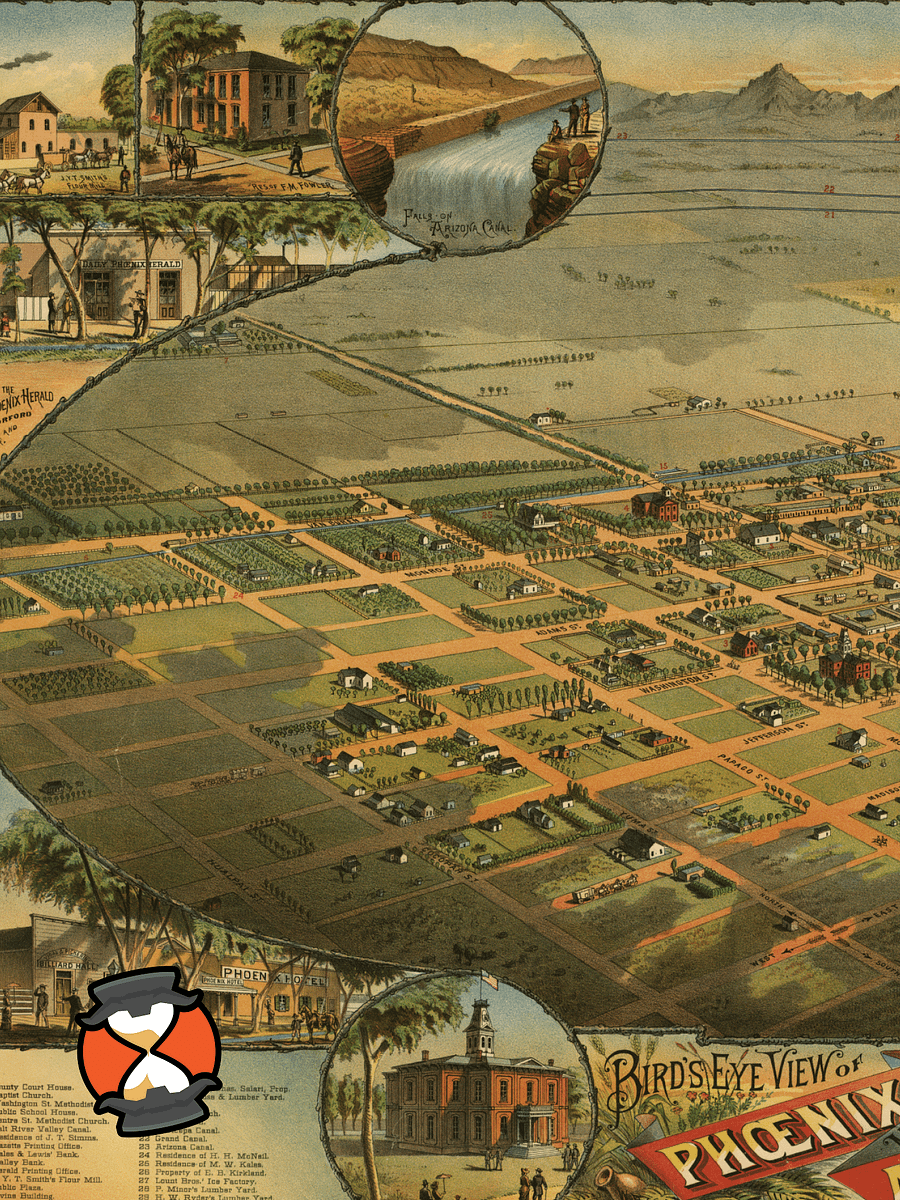 Phoenix Arizona 1885 Canvas Print – Hand-Drawn Historic City Map product image (3)