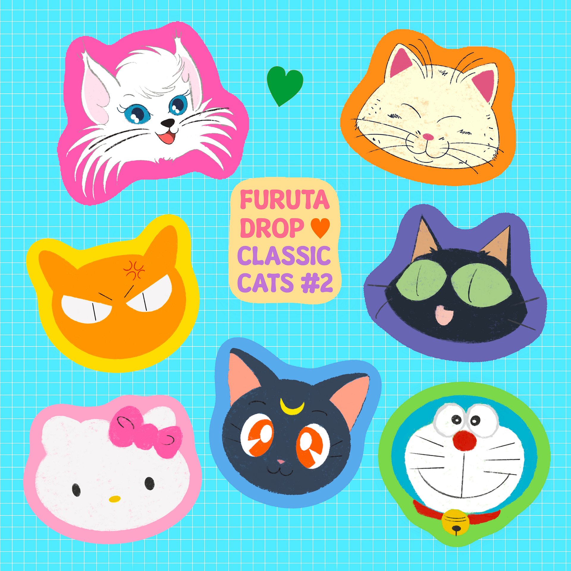 classic cats vol 2 sticker sheet product image (1)
