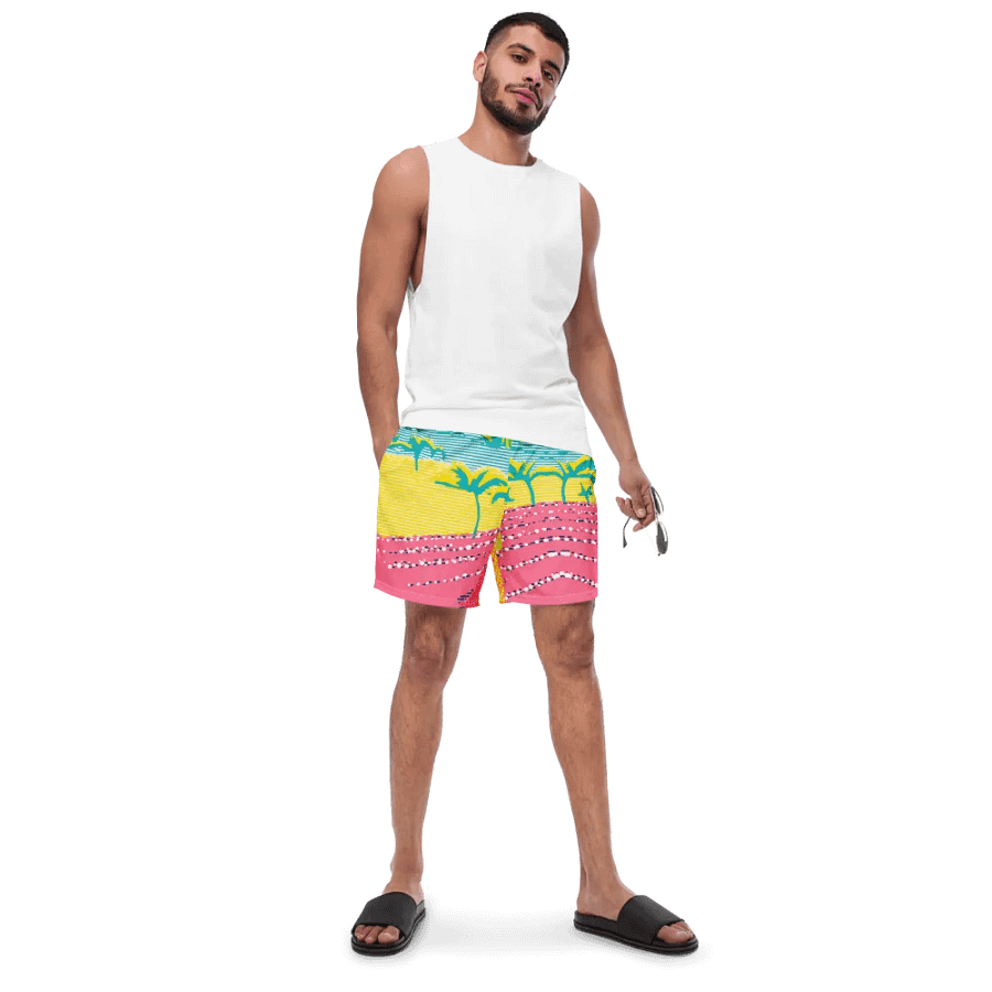 Neon Tropical Paradise All-Over Swim Trunks product image (4)