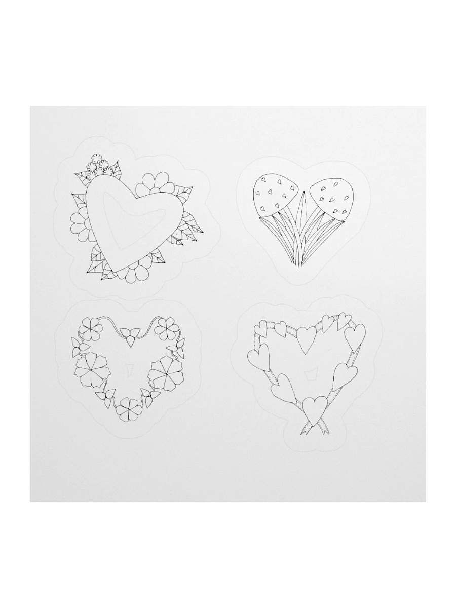 Four Lovely Hart, Kiss Cut Stickers (on a transparent background) product image (1)