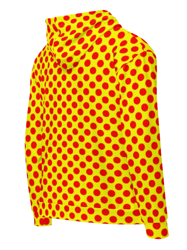 Red Polka Dots on Yellow Unisex Zip Hoodie product image (3)
