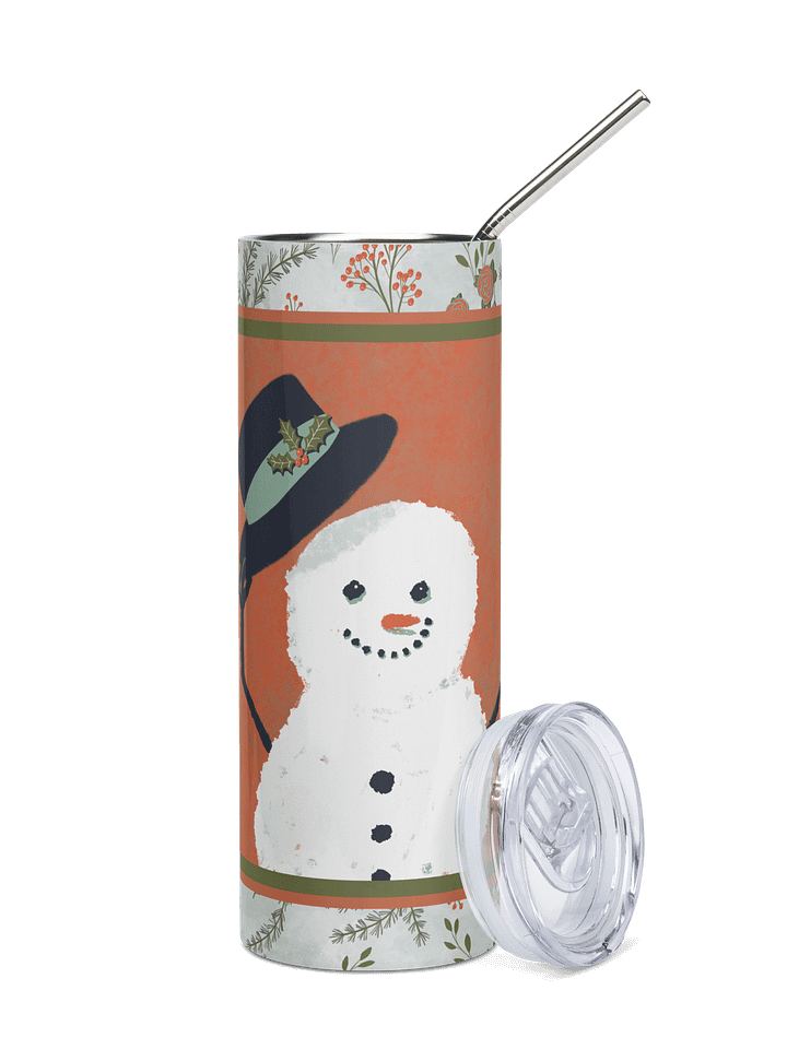 “Snowman Hello” 20-Ounce Stainless Steel Tumbler with Straw product image (1)