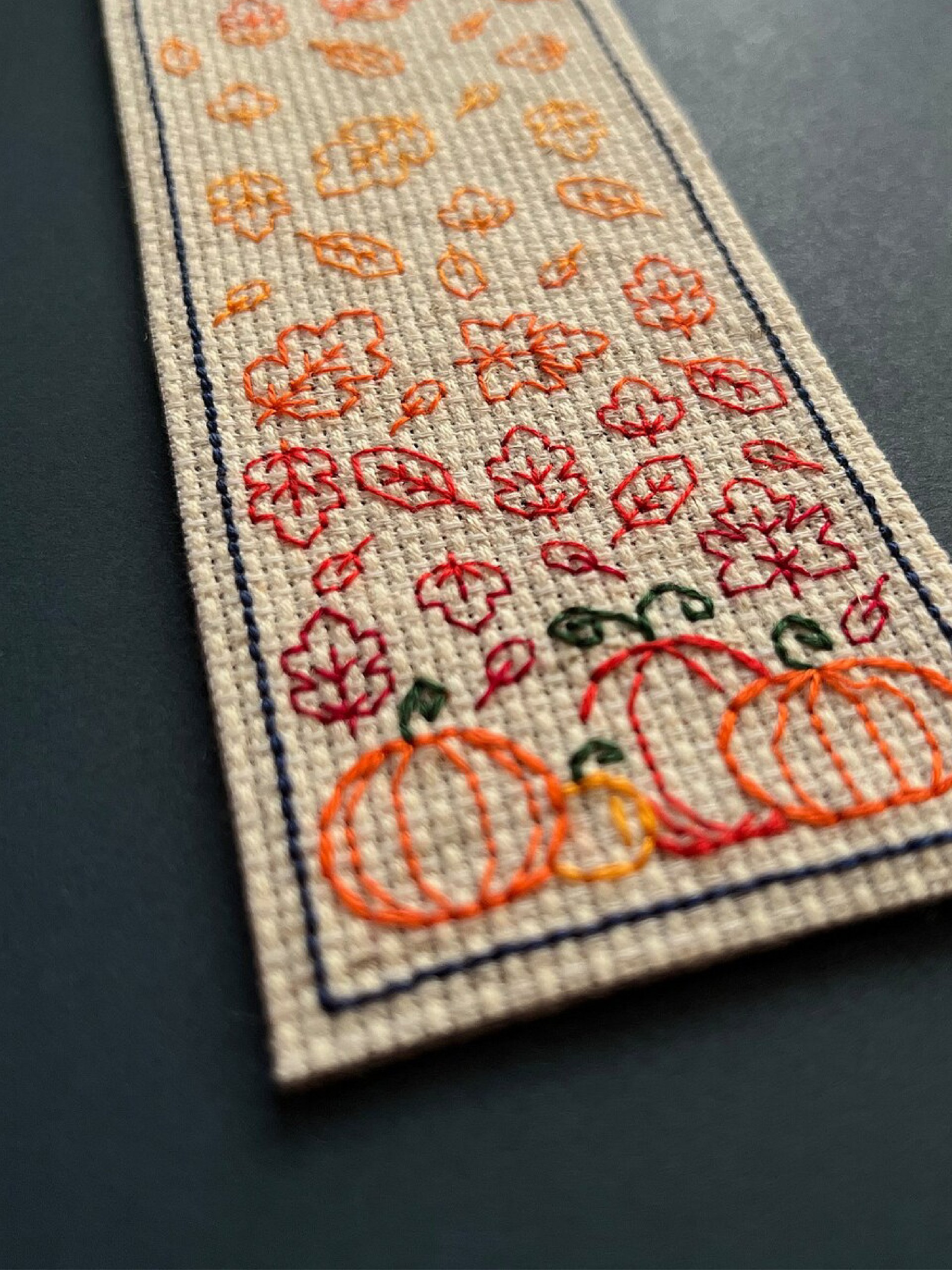 Falling Leaves Bookmark • Blackwork Cross Stitch Pattern • PDF Digital Download product image (7)