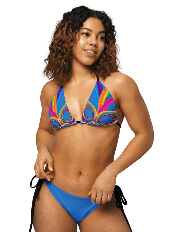 Blue Low Rise Cheeky String Bikini, Mardi Gras Top, Blue Bottoms product image (4)