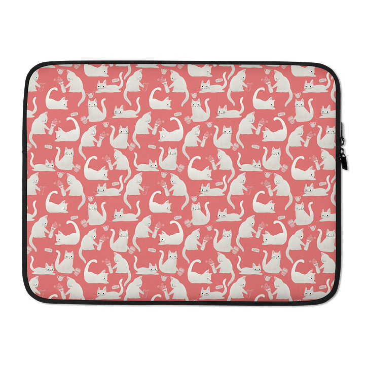 Bad Cats Knocking Stuff Over Patterned Laptop Sleeve, Pink product image (2)