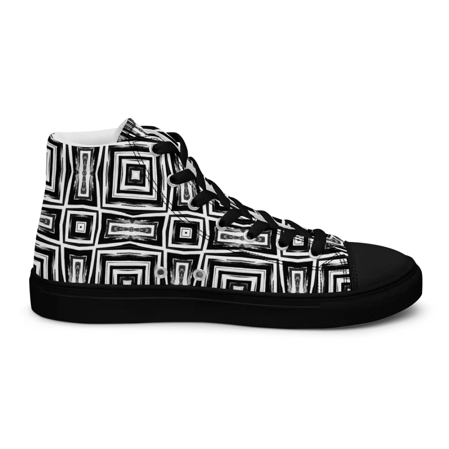 Abstract Monochrome Repeating Pattern Men's Canvas Shoe High Tops product image (6)