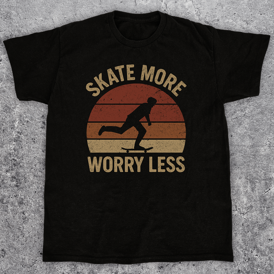 Skate more worry less, Funny skateboarding t-shirt, Unisex product image (1)