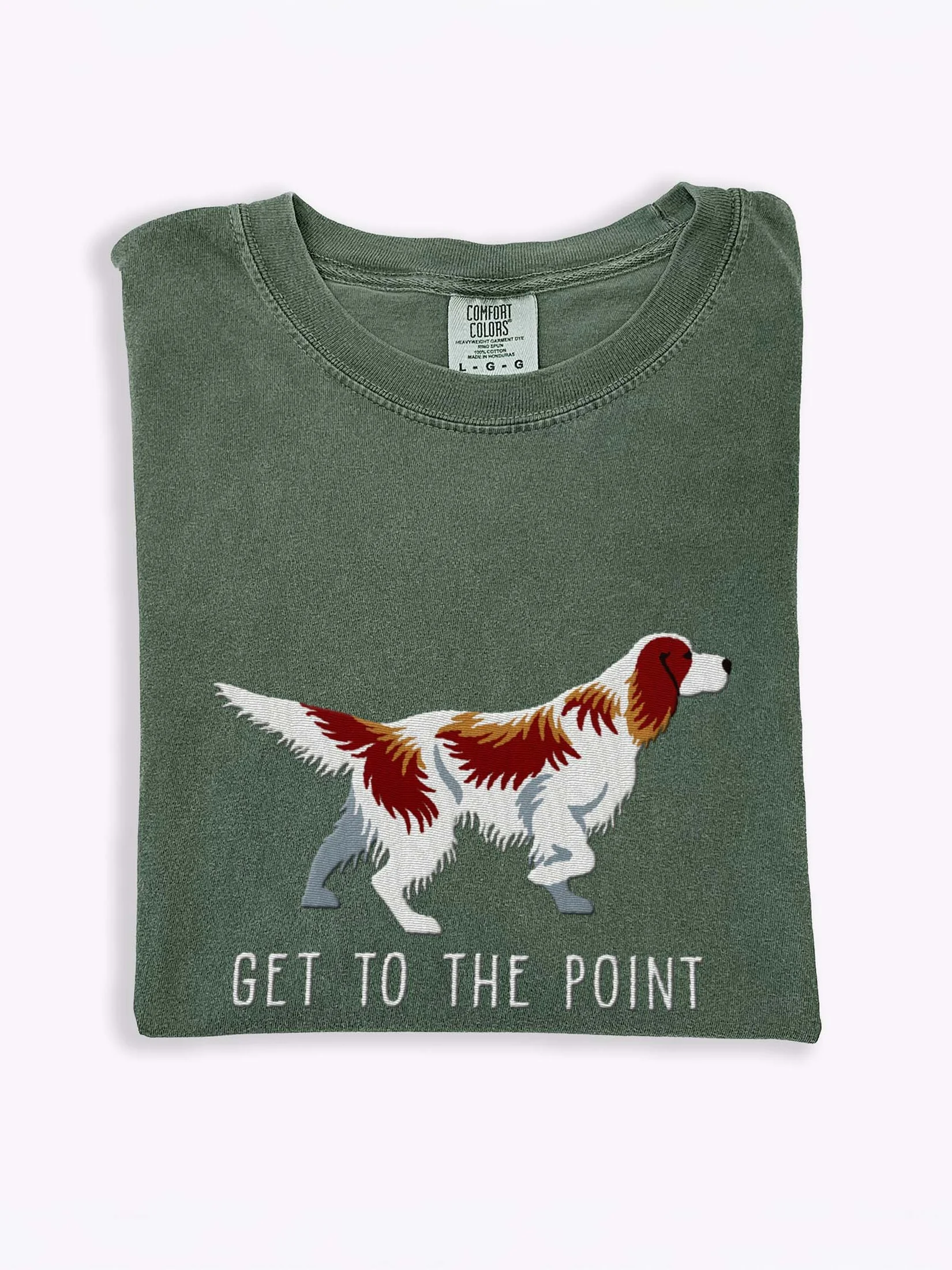 Get to the Point T-Shirt(Embroidered) of an Irish Red & White Setter product image (1)