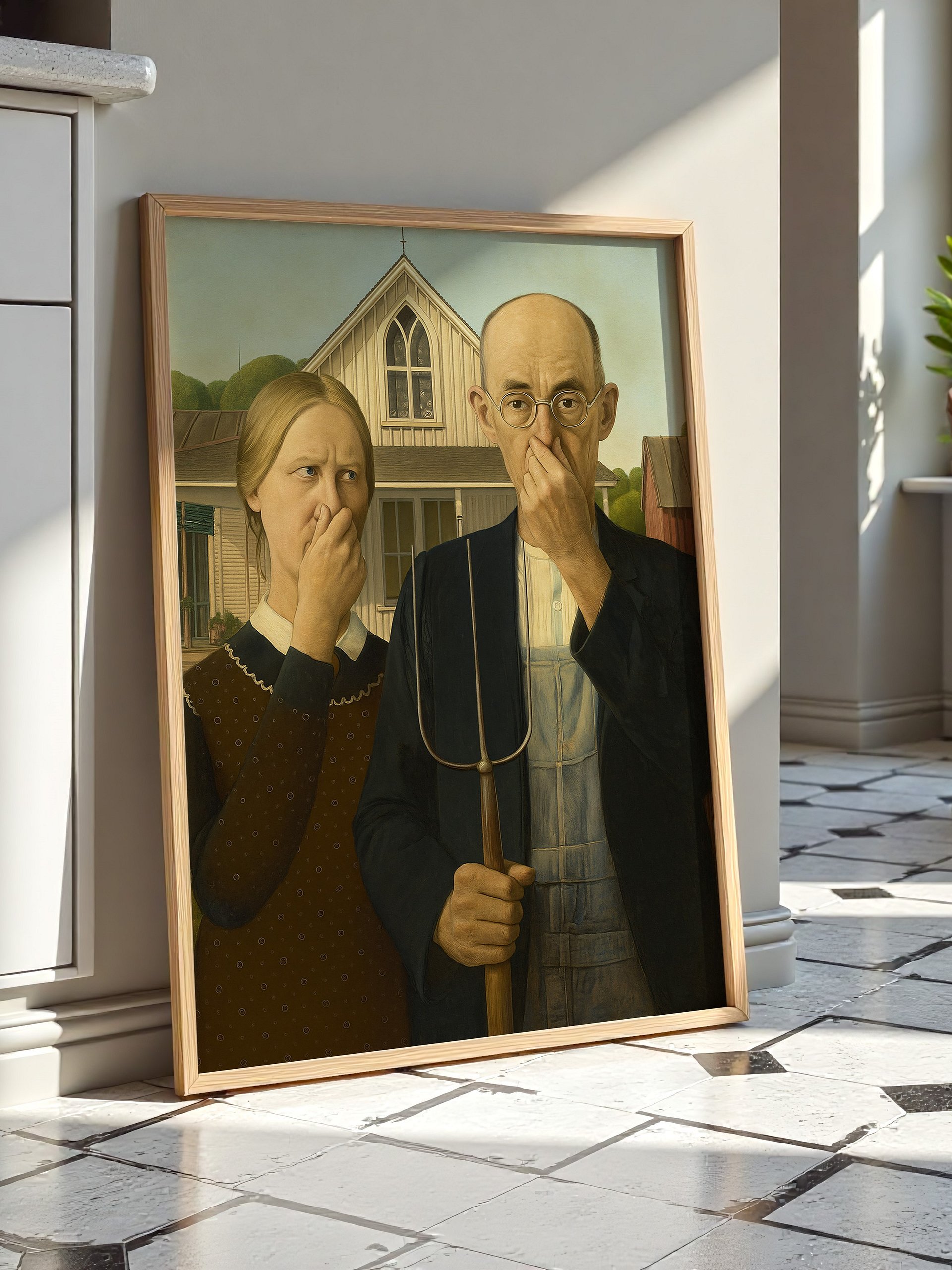 Funny American Gothic Bathroom Art Print Poster product image (4)