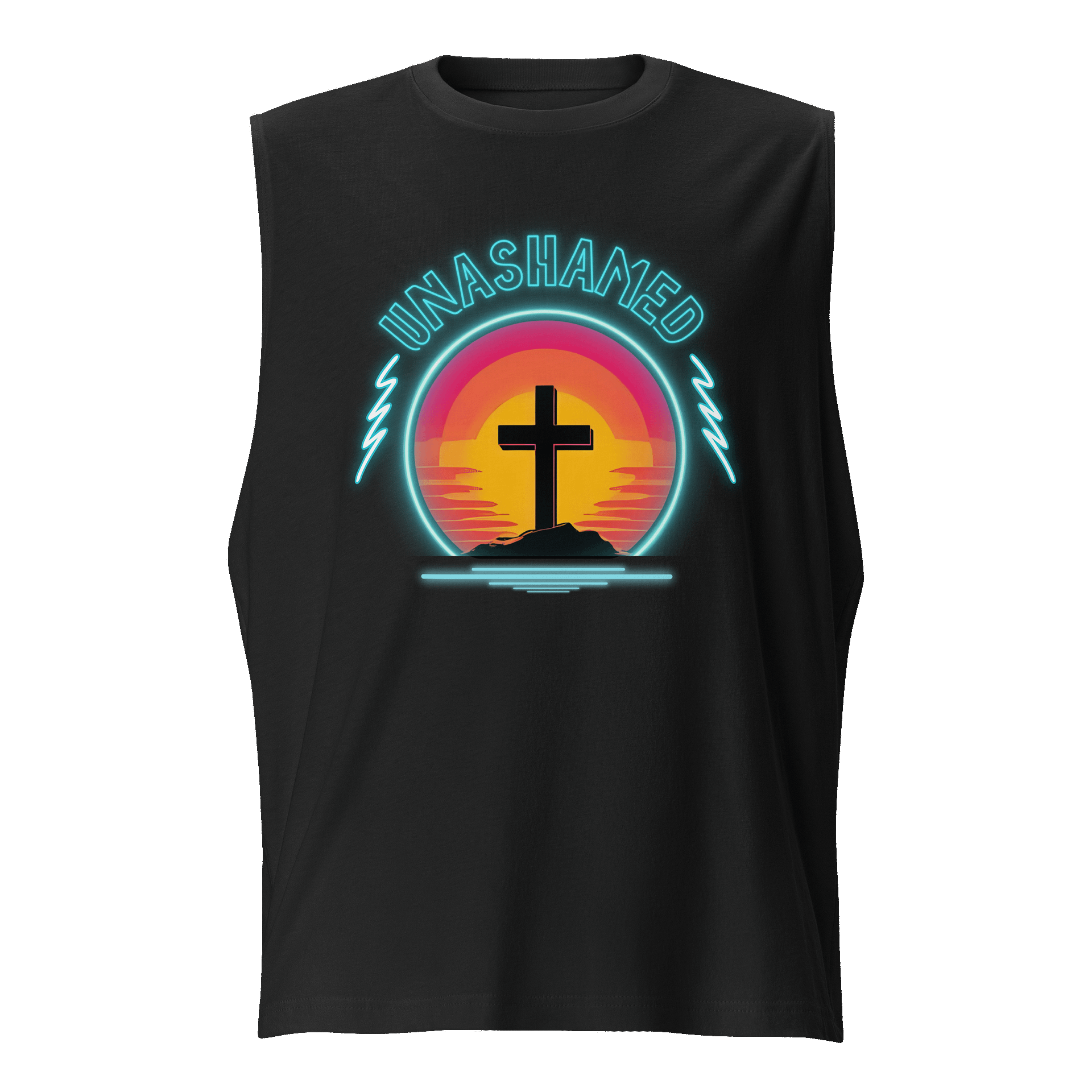 Unashamed Neon Cross Tank Top - Unisex Bella + Canvas Muscle Shirt fit product image (1)