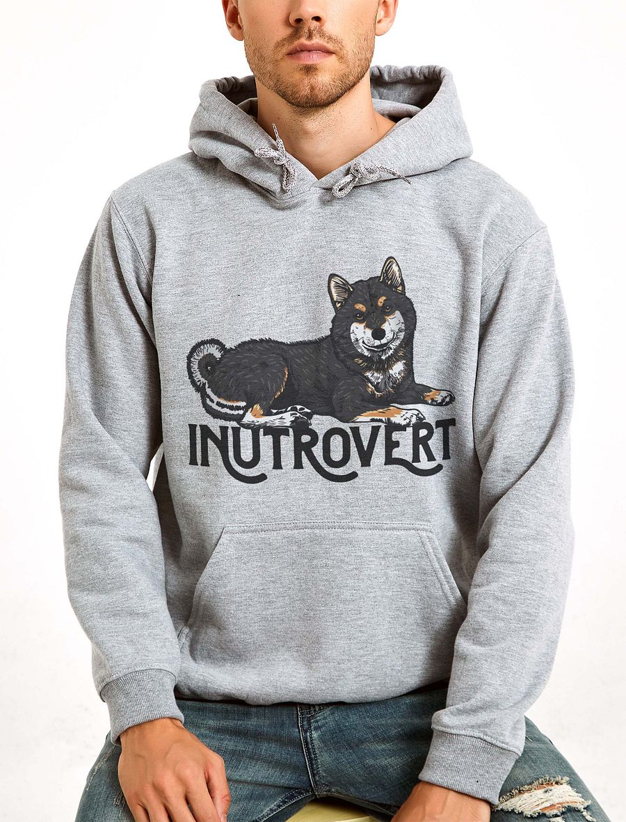 Inutrovert Hooded Sweatshirt of a Shiba Inu (Tricolor) | Funny Hoodie for Shiba Inu Paw-rents product image (24)