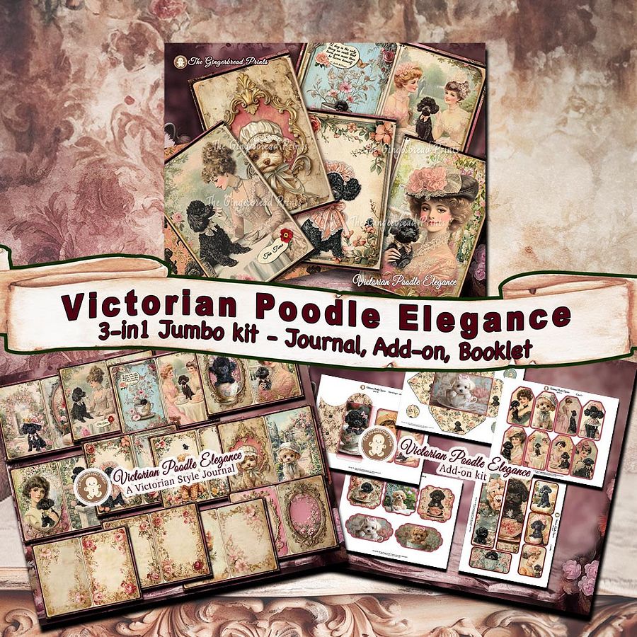 Victorian Poodle Elegance Journal 3-in-one Jumbo Collection Digital Download product image (2)