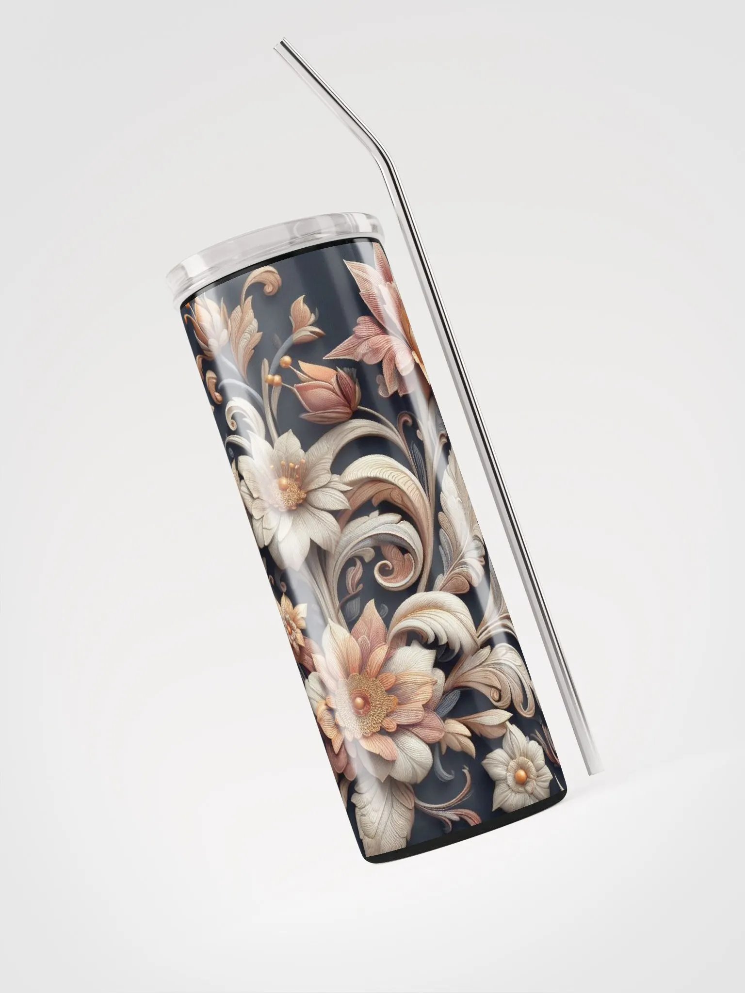 Vintage Floral Stainless Steel Tumbler - Eco-Chic Sipper Delight product image (3)