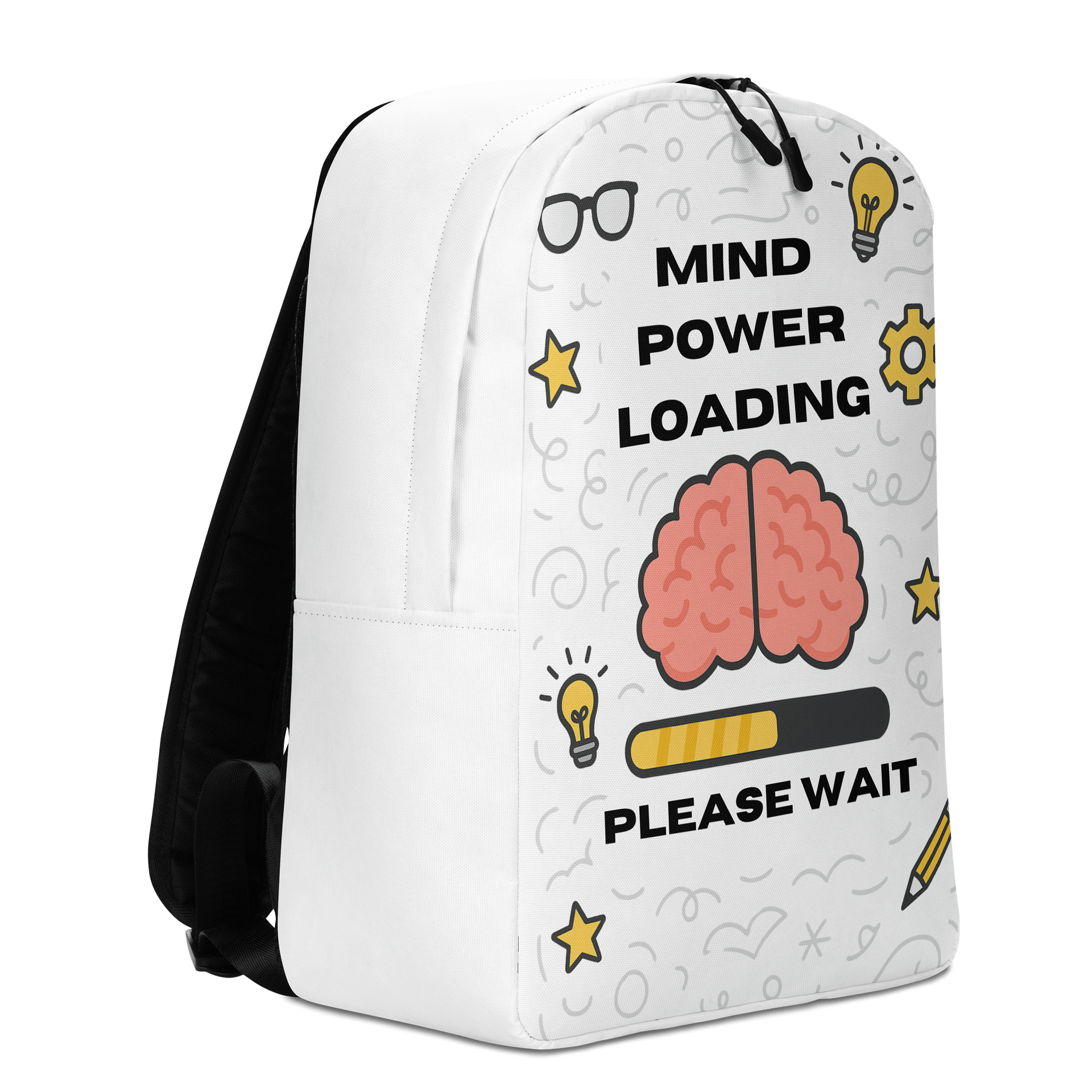 Mind Power Loading… Please Wait Backpack (White) product image (5)