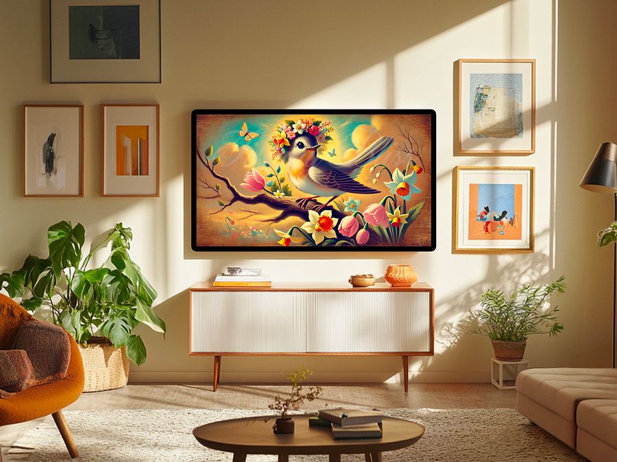 Spring Frame TV Art, Bird Floral Crown Painting, Art for Samsung Frame TV, Digital Download product image (5)
