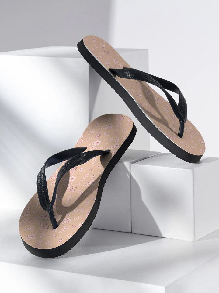 Cherry Blossoms on Cream Flip Flops product image (2)