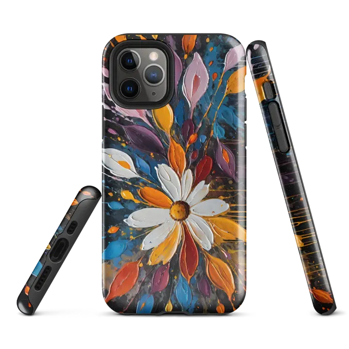 Tough Phone Case for iPhone® - Palette Knife Oil Painting of Colorful Abstract Flowers product image (1)