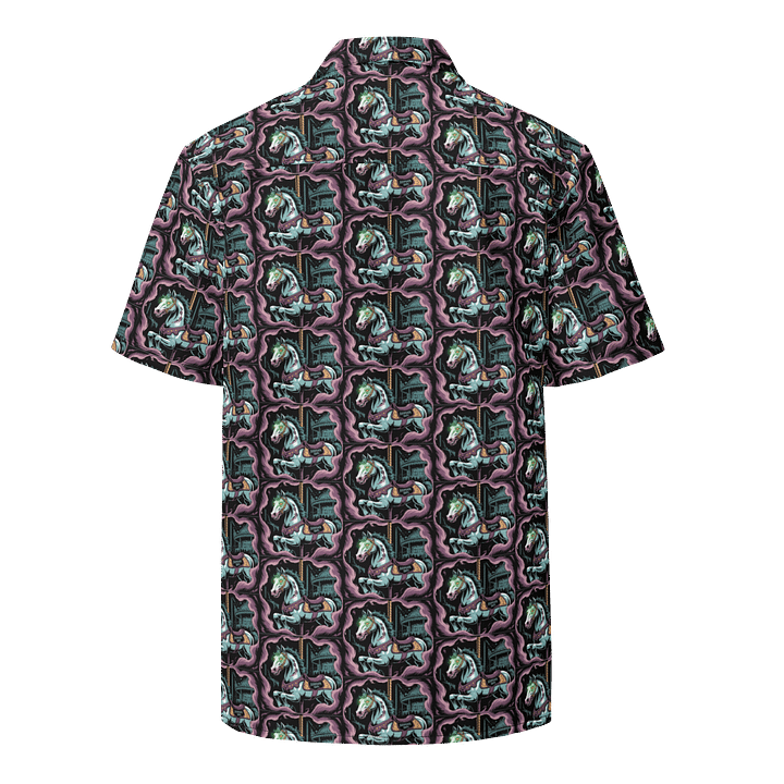 Midnight Veil Designs Enchanted Carousel Gothic Unisex Hawaiian Shirt - Purple & Green Print product image (2)