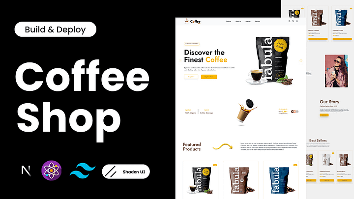 ☕ Build & Deploy a Coffee Shop E-Commerce Website with React, Next.js, TailwindCSS, Shadcn UI & AOS product image (1)