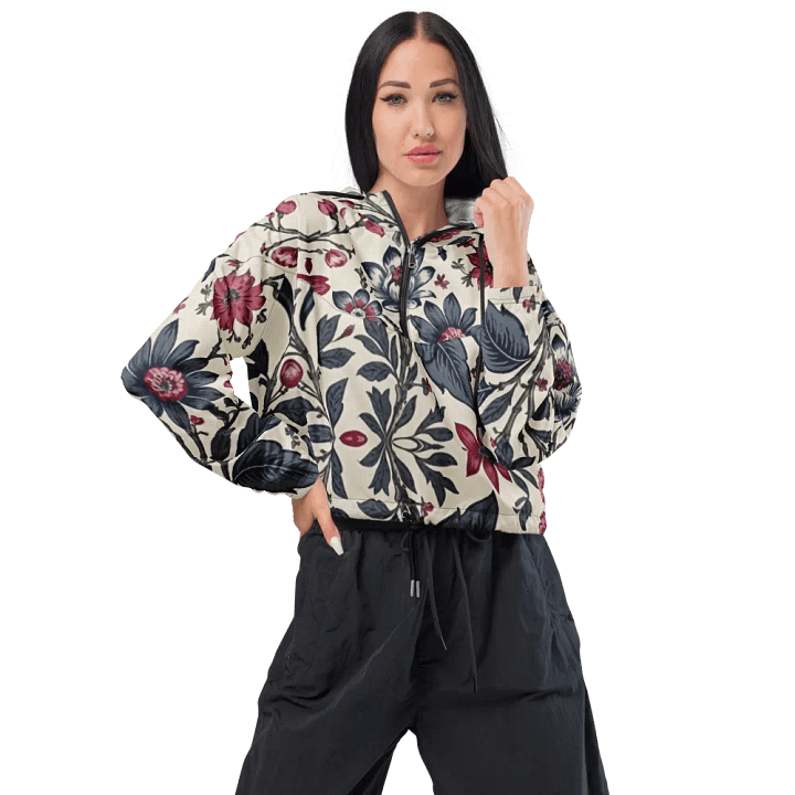 All-Over Print Women's Cropped Windbreaker Floral Chintz Women's Cropped Windbreaker product image (2)