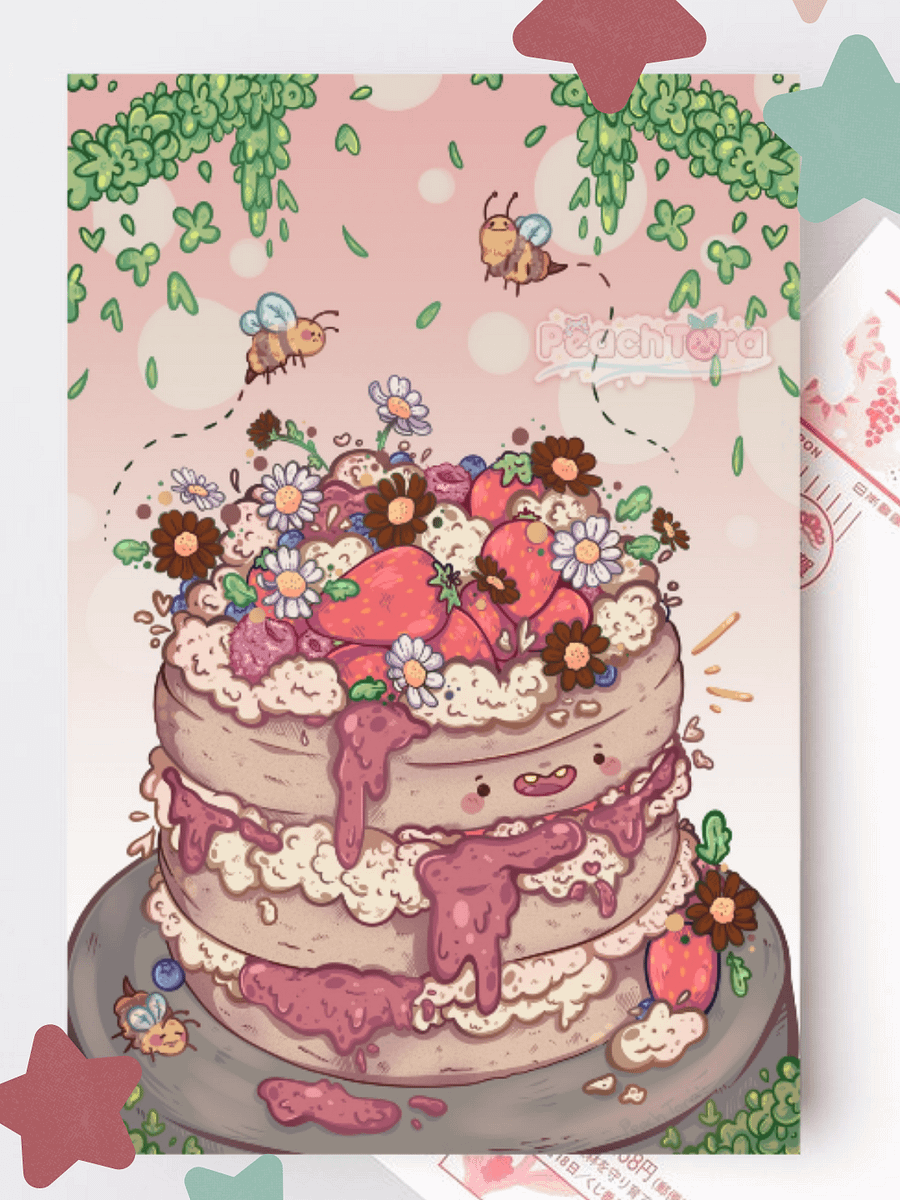 Strawberry Cake (Postcard Print) 🍰 product image (1)