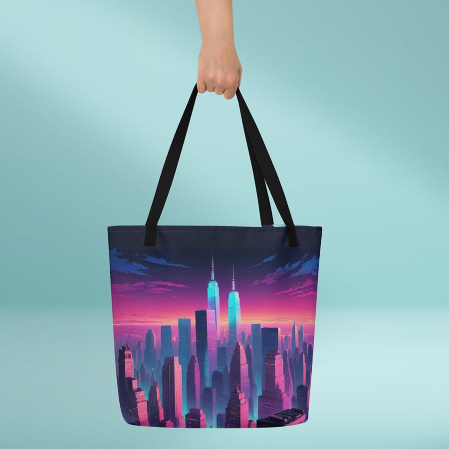 Vaporwave New York City All Over Print Tote Bag product image (3)