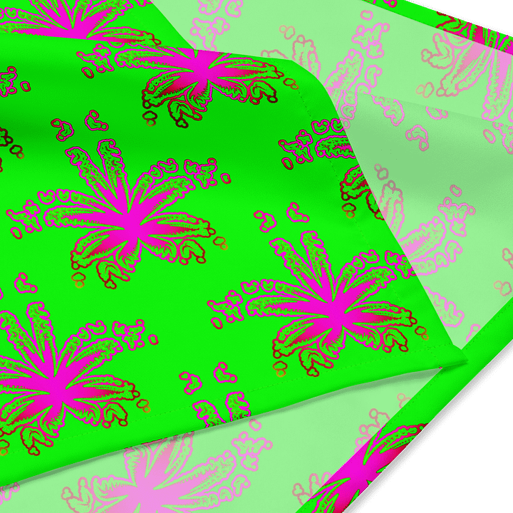 Lime Green Neon Pink 420 Summertime Stoner Bandana, Cannabis Beach Weed Fashion, Odd Pot Leaf Pattern Accessory, Ganja Leaves Rad Reefer Art product image (2)