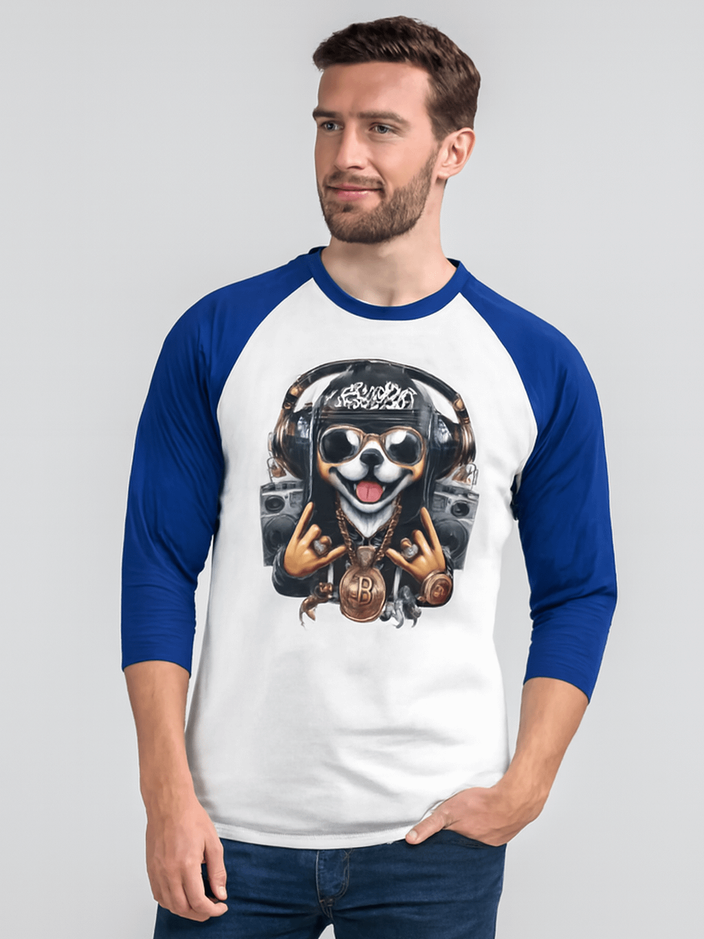 Luxury Pup Hip-Hop Raglan Long Sleeve T-Shirt product image (1)
