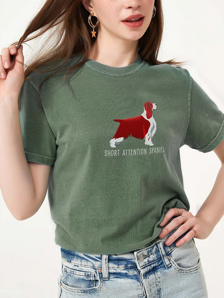 Short Attention Spaniel T-Shirt(Embroidered) of a Springer Spaniel(Liver Tricolor, Show Type) product image (2)