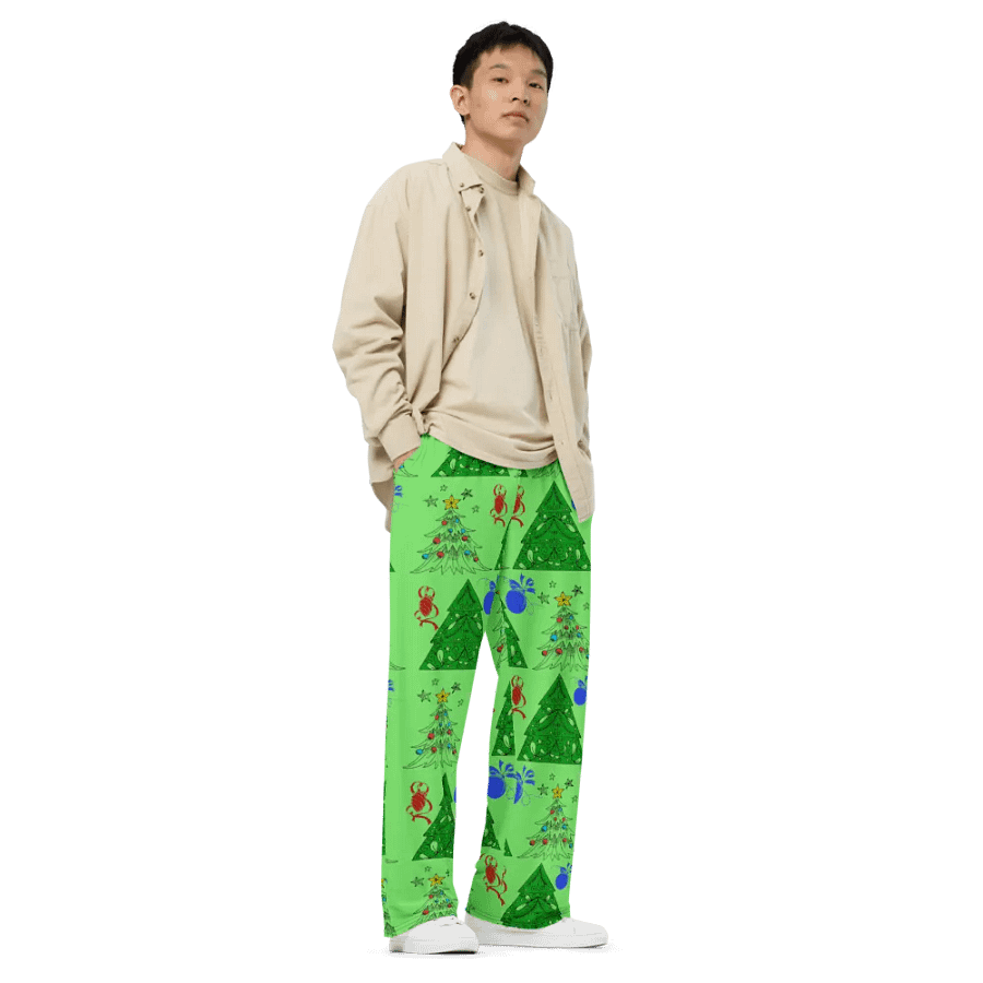 Christmas Trees on Green Wideleg Pants product image (3)