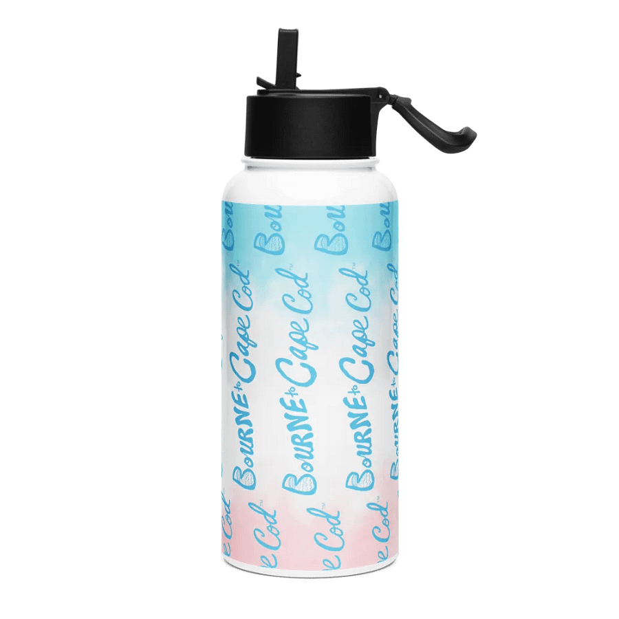 BOURNE to Cape Cod™ | Blue Logo Vertical Repeat | Stainless Steel Water Bottle | Iconic Pink, White & Blue product image (3)