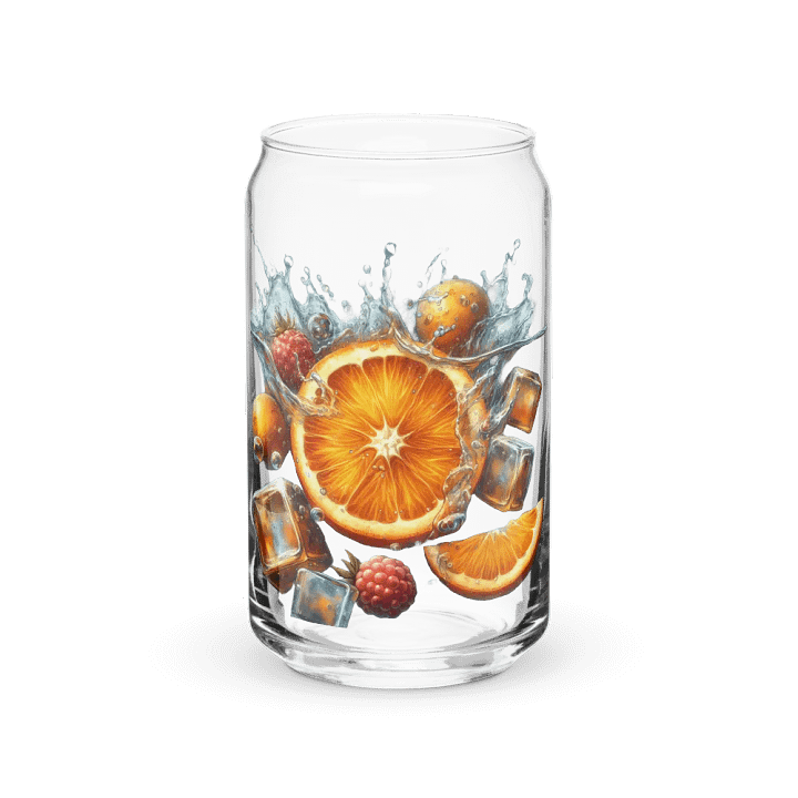 Orange fruit slices floating in the water, water and ice cubes design_03-Can-Shaped Glass product image (1)