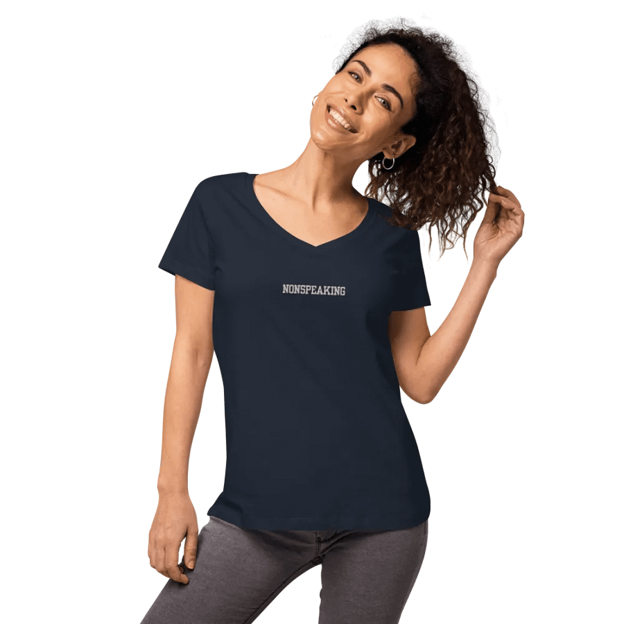 NONSPEAKING embroidered women's fitted v-neck tee product image (3)