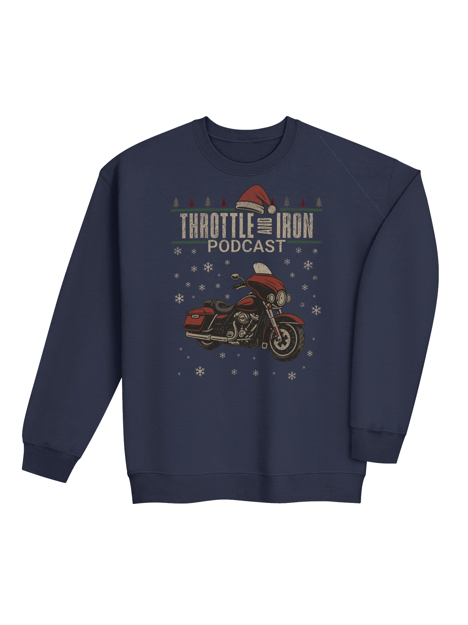 Throttle & Iron Podcast Christmas Harley Sweatshirt – Vintage Motorcycle Holiday Crewneck for Bikers & Riders product image (4)