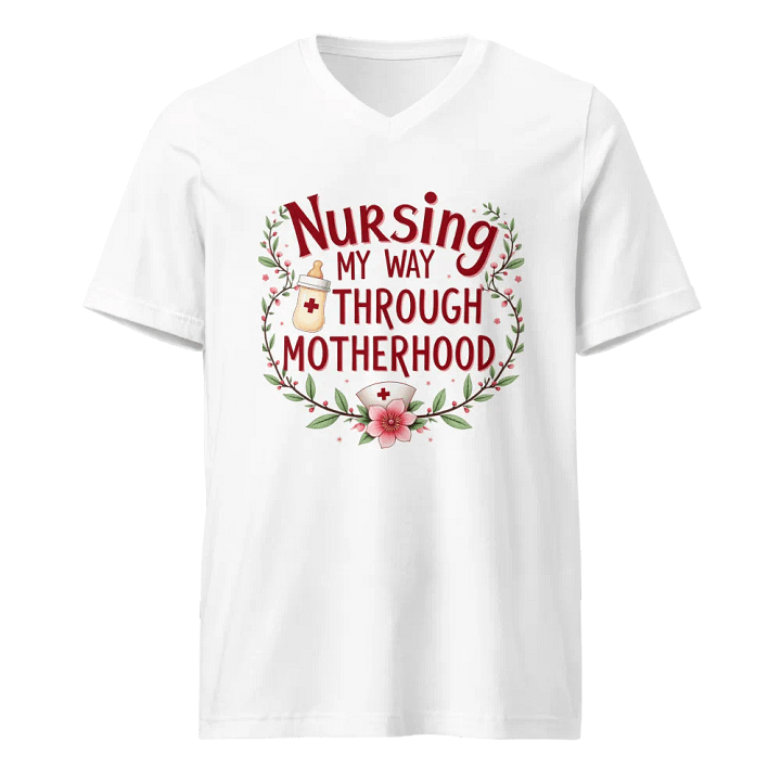 Nursing My Way Through Motherhood V-Neck Tee product image (5)