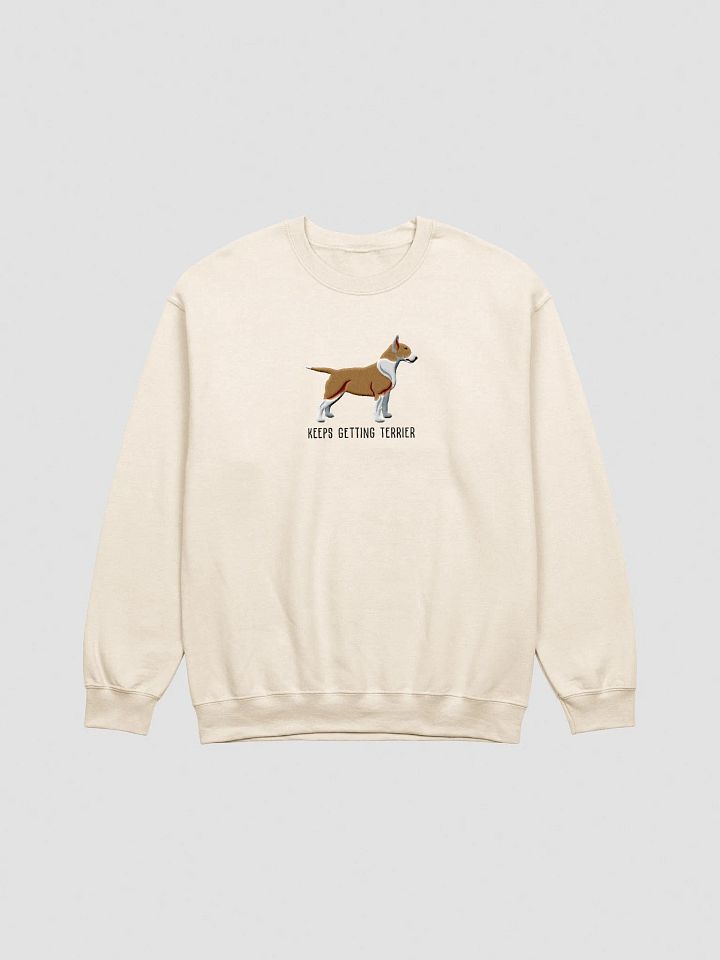 Keeps Getting Terrier Sweatshirt (Embroidered) of an English Bull Terrier(Tan & White) product image (13)