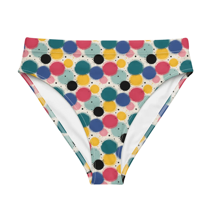 Color Pop High-Waisted Bikini Bottoms – Retro Dots & Bold Confidence product image (1)