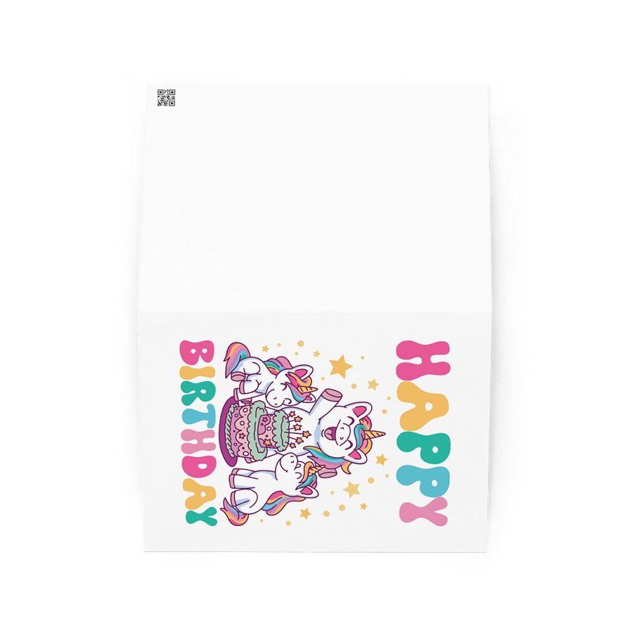 Happy Birthday (Unicorns With Birthday Cake) Birthday Card 5" x 7" product image (2)