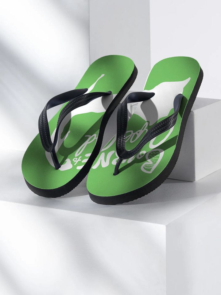 BOURNE to Flip Flop™ | Cape Cod Vibes for Your Soles | Logo Spread Sandals | White Logo on Mantis Green product image (1)