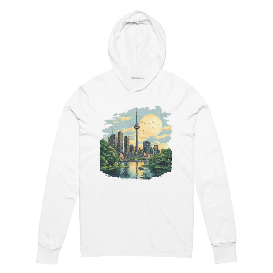 Toronto Vibes Unisex Hooded Tee – CN Tower Sunset product image (3)