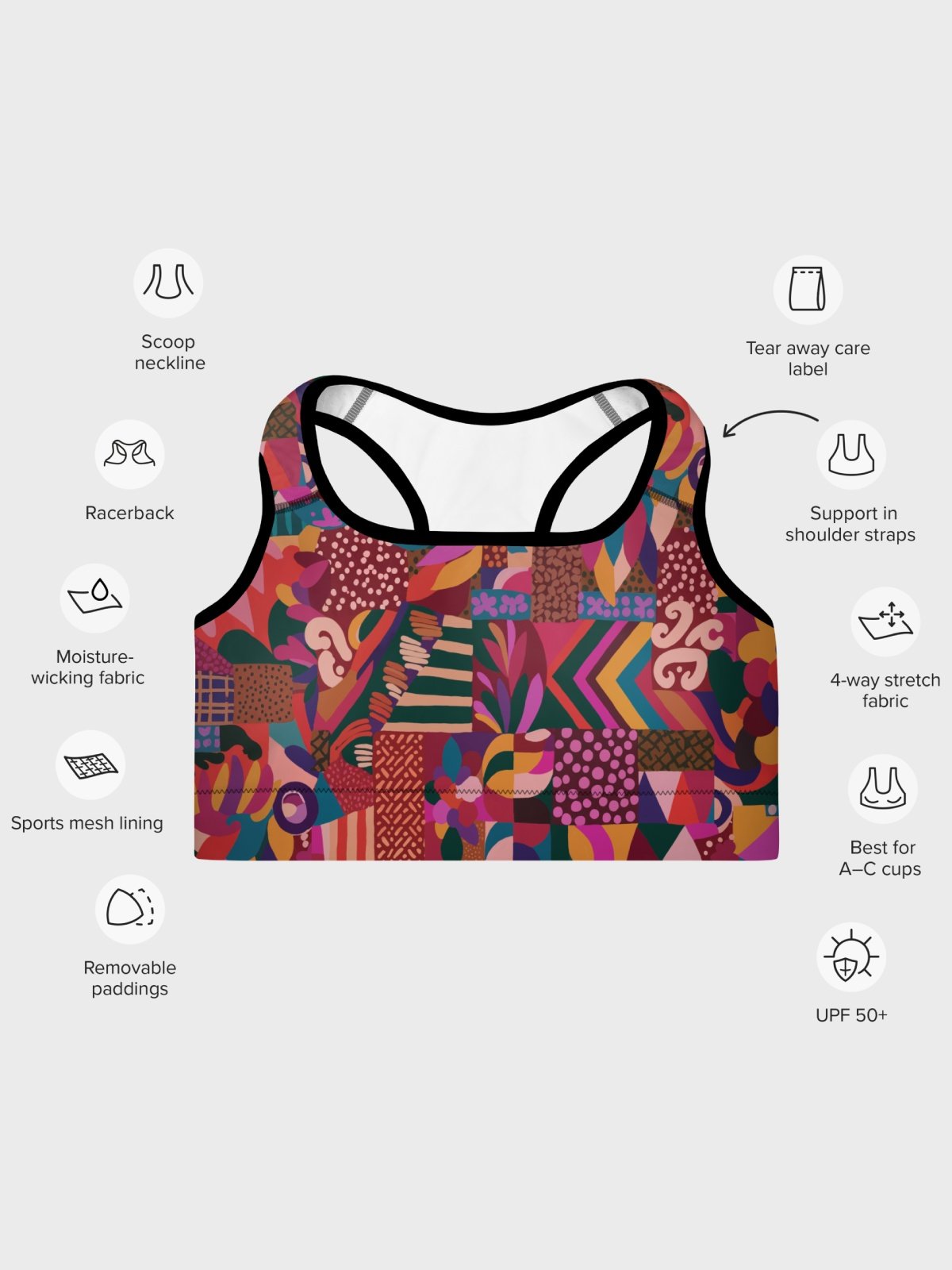 Sport Bra "Abstract African Ethnic Pattern" product image (5)