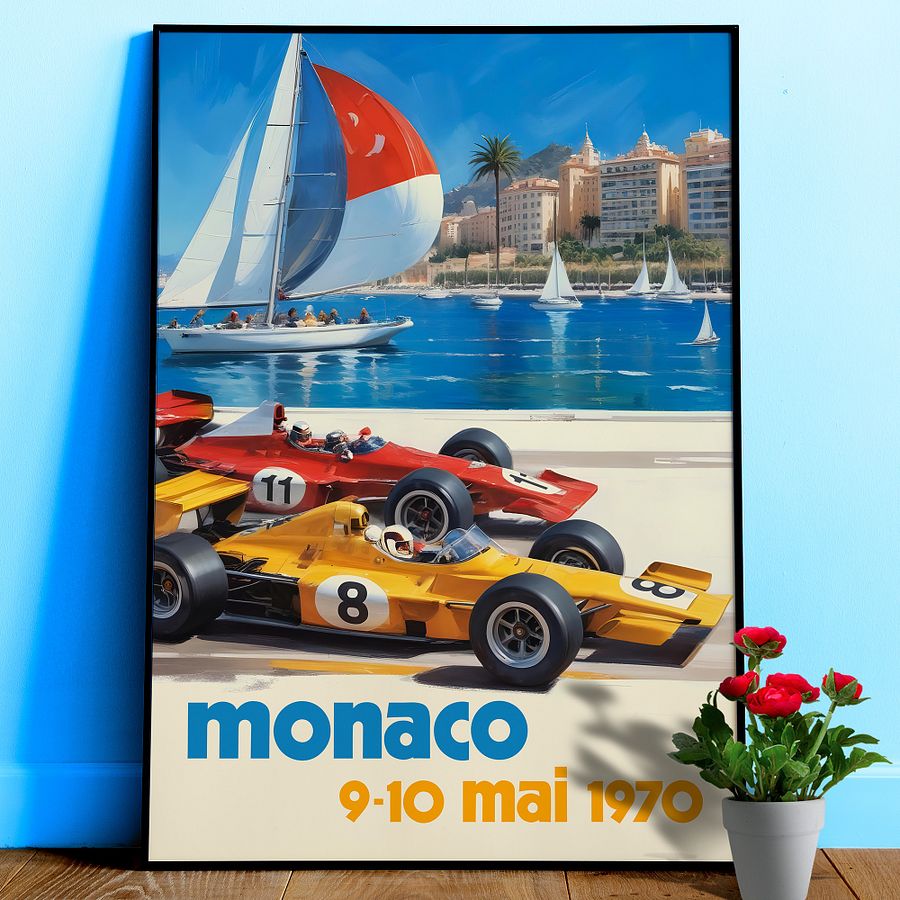 Monaco Grand Prix 1970 Poster — Vintage F1 Racing Wall Art, Retro Motorsport Print product image (1)