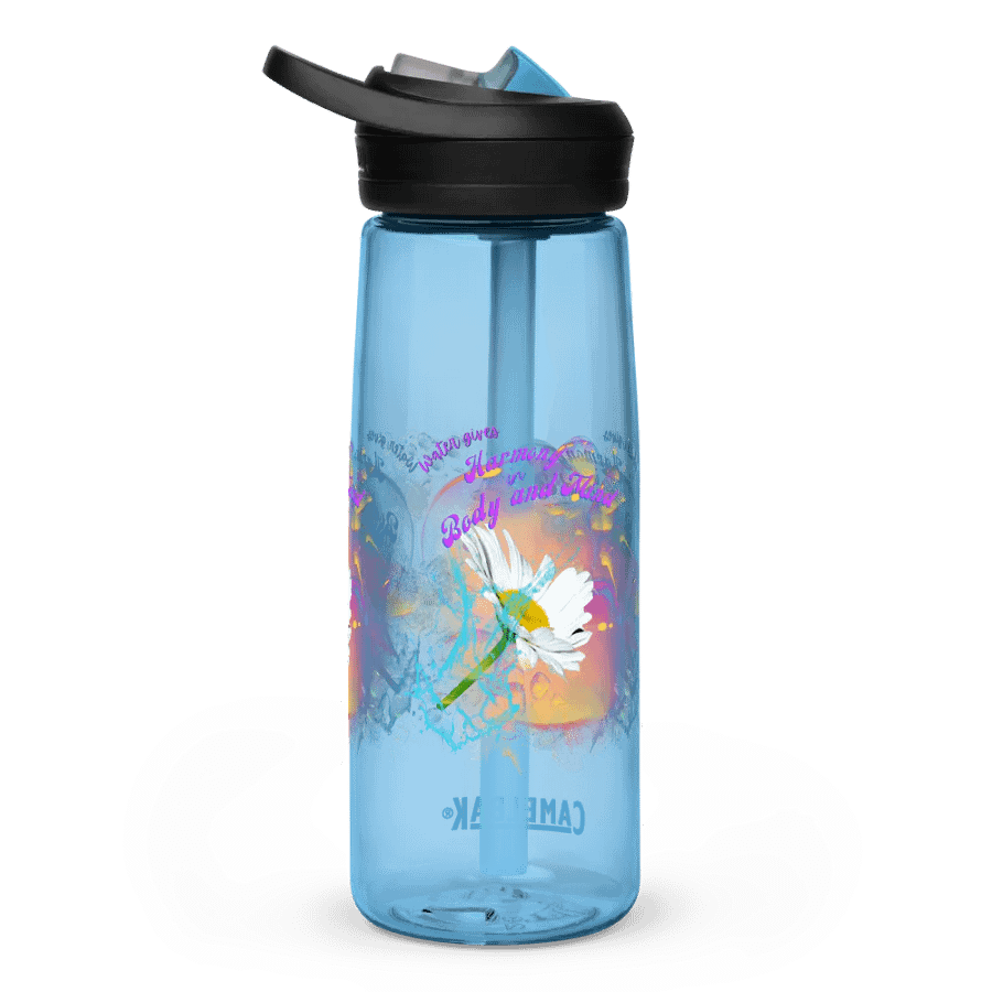 Camelback water bottle Camelback water bottle with beautiful swirly blue water drops  featuring ' This water gives Harmony in Body and Mind