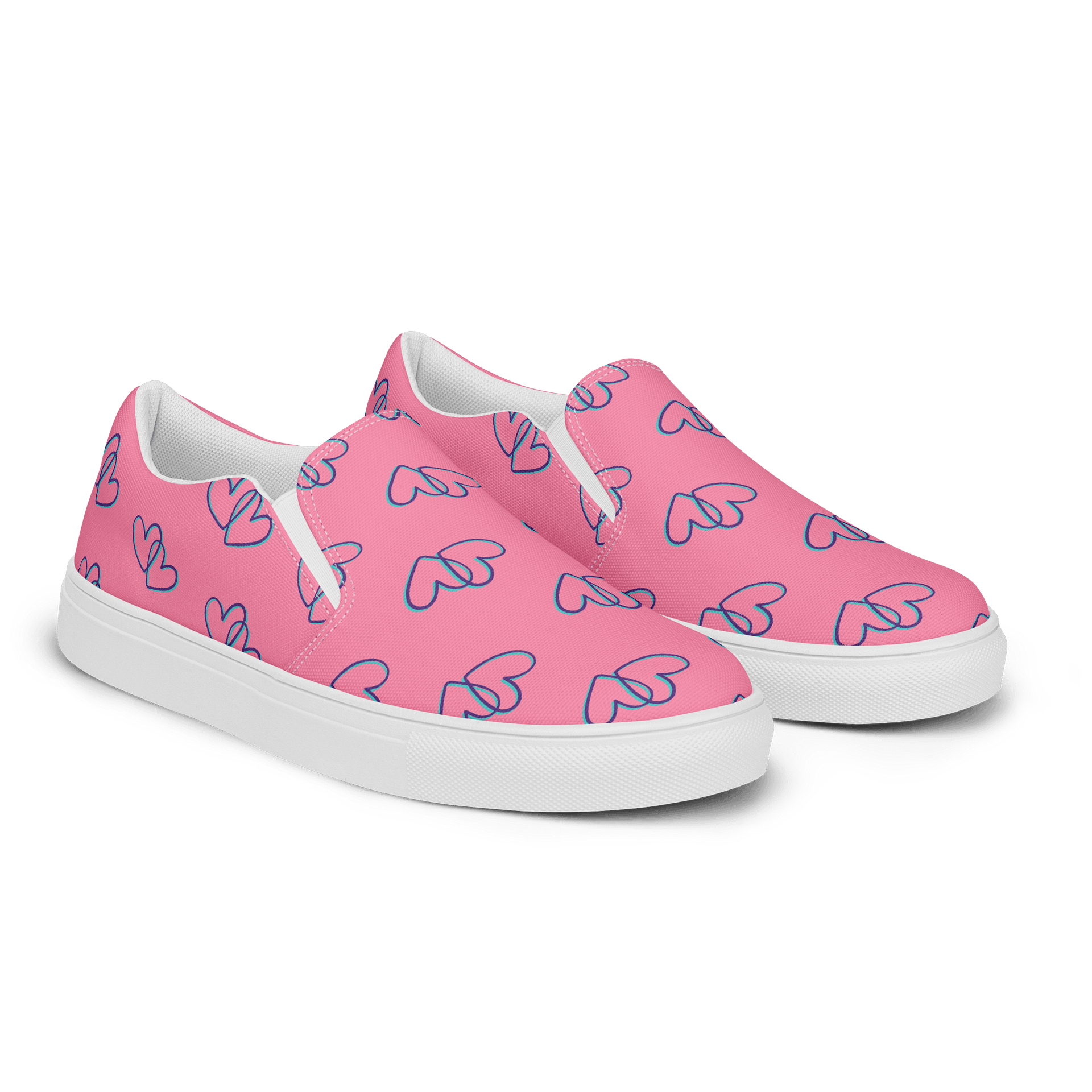 Pink Heart Men's Canvas Slip-On Shoes product image (2)