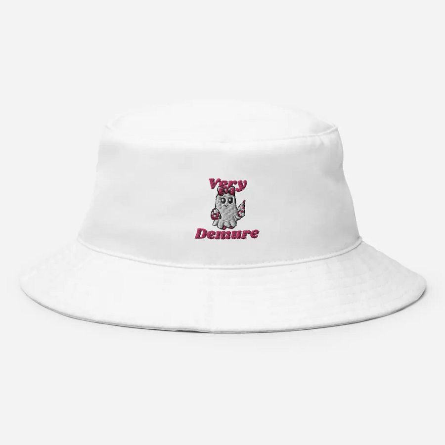 Very Demure Cute Ghost Embroidered Cotton Bucket Hat product image (4)