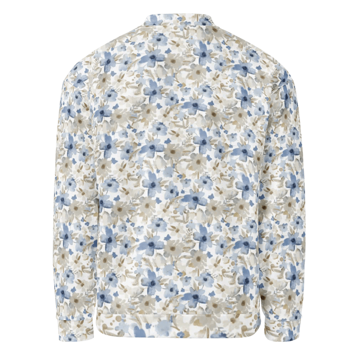 Blue Grey Flowers Bomber Jacket product image (2)